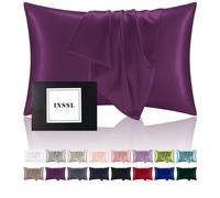 INSSL Mulberry Silk Pillowcase fr Hair and Skin Health, Natural Silk Pillow Cover with Hidden Zipper Both Side Silk1 pcs (Dark Purple, Queen 20"x 30")
