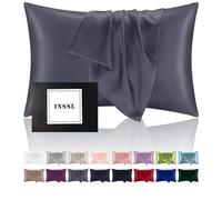 INSSL Silk Pillowcase for Women, Mulberry Silk Pillowcase for Hair and Skin and Stay Comfortable and Breathable During Sleep (Standard, Dark Grey)