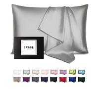 INSSL Silk Pillowcase for Women, Mulberry Silk Pillowcase for Hair and Skin and Stay Comfortable and Breathable During Sleep (Grey, Standard)