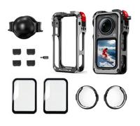 Insta 360 X6 Cage 6-in-1 Accessories Kit: Metal Protective Case/Premium Optical Glass Lens Guard/Silicone Lens Cap/2 Pack Tempered Glass Screen Protector for Insta360 X6 Protective Bundle Accessories