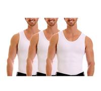 Insta Slim 3 Pack Men's White Firming Compression Muscle Tank Shirt (Medium)