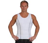 Insta Slim -Made in USA- Compression Tank-Top Shapewear for Men. Tummy Control Slimming Body-Shaper for Belly & Back Support, White/Black, XXXXXXL