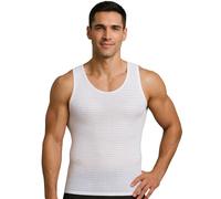 Insta Slim Men’s Mesh Hollow-Out Muscle Compression Tank Top, White, Medium