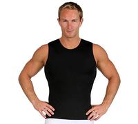 Insta Slim Mens Compression Sleeveless Crew Neck Muscle Shirt- Slimming Body Shaper Undershirt, Black, XXXXXXL