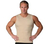 Insta Slim Mens Compression Sleeveless Crew Neck Muscle Shirt- Slimming Body Shaper Undershirt, Nude, XL
