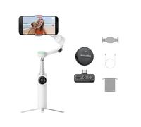 Insta360 Flow 2 Pro Mic Bundle White- Foldable AI Phone Gimbal, 3-Axis Stabilization, Tracks in 200+ Apps with Apple DockKit, Mic Air, Multi-Person & 360 Pan Tracking, Built-in Tripod & Selfie Stick.