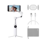 Insta360 Flow 2 White Gimbal Stabilizer for Smartphone - Foldable AI Phone Gimbal, AI&Multi-Person Tracking, Built-in Tripod/Selfie Stick, Remote control, iPhone/Android Phone Stabilizer, Travel&Vlog