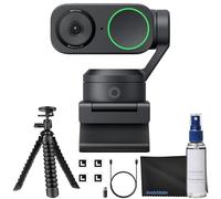 Insta360 Link 2 - PTZ 4K Webcam for PC/Mac, 1/2" Sensor, AI Tracking, HDR, AI Noise-Canceling Mic, Gesture Control for Streaming, Video Calls, Gaming & More Bundle with Flexible Tripod & Lens Cloth