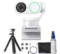 Insta360 Link 2 - PTZ 4K Webcam (White) for PC/Mac, 1/2" Sensor, AI Tracking, HDR, AI Noise-Canceling Mic, Gesture Control for Streaming, Video Calls, Gaming Bundle with Flexible Tripod & Lens Cloth