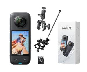 Insta360 X3 360 Degree Action Camera BIKER Kit includes Third-Person Bike Handlebar Mount + 64GB Micro SDHC Memory Card