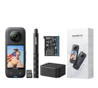 Insta360 X3 360 Degree Waterproof Action Camera Invisible Selfie Stick, Battery, Fast charging hub and 256GB MicroSDHC memory card