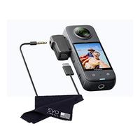 Insta360 X3 Mic Adapter, External Microphone Adapter, USB Type-C and 3.5mm Audio Ports, Charge While Recording, Black