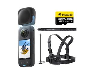 Insta360 X3 Snow Bundle - Waterproof 360° Action Camera with 1/2 Inch Sensor, 5.7K 360°, 72MP 360° Photos, Stabilization, 2.29 Inch Touch Screen, Vibration Feedback, AI Editing, Live Streaming
