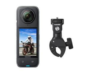 Insta360 X4 Motorcycle Handlebar Bundle - 8K Waterproof 360 Action Camera, 4K Wide-Angle Video, Invisible Selfie Stick Effect, Removable Lens Guards, AI Editing, Stabilization, No microSD Card