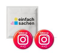 Instagram NFC "Follow Us" Stickers - Programmable & Reusable - 3cm Diameter - Shiny Stickers with NFC Chip - Contactless Marketing Tool for Cafes, Hotels (Pack of 2)