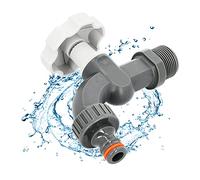 Instalguru Plastic Outlet Tap for Water Butt, 1/2 Inch x 3/4 Inch, White/Grey, Quick Connect Switch, Lightweight, Durable, Weather-Resistant, Corrosion-Resistant