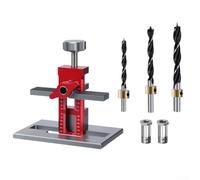Installation Jig, 6/8/10 mm Cabinet Door Positioning Tool for Woodworking Projects Aluminum Alloy Clamp with Drill Guide Red and Black for DIY Enthusiasts and Professionals(B)