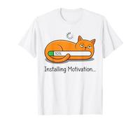 Installing Motivation Funny Lazy Cat Loading Progress Bar T-Shirt