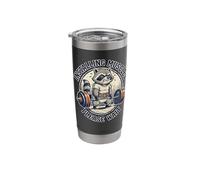 Installing Muscles Please Wait Funny Raccoon Gym Workout Stainless Steel Insulated Tumbler
