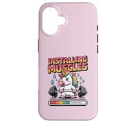 Installing Muscles T-Shirt Funny Unicorn Weightlifting Mom Case for iPhone 16