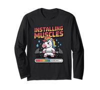 Installing Muscles T-Shirt Funny Unicorn Weightlifting Mom Long Sleeve T-Shirt