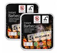 Instant BBQ Disposable Barbecue Pack of 2 - Lumpwood Charcoal Grill, Clean & Easy, No Firelighters Needed, Burns Up To 1 Hour, Portable BBQ for 2-4 People