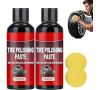 Instant Black Tire Polishing Paste - Darker, Car Tire & Plastic Trim Renewal Paste, Tire Wax & Tyre Gloss, Wheel Shine Balm with Sponge Applicator, Tyre Nourish Cream, Restores Black Gloss (2PC)