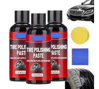 Instant Black Tire Polishing Paste - Darker, Deeper, Wetter Shine in One Wipe, Tire Coating Paste with Sponge, All-Purpose Tires Polishing Pastes, Powerful Wheel Cleaner for Car (3Pcs)