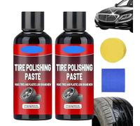 Instant Black Tire Polishing Paste - Darker, Deeper, Wetter Shine in One Wipe, Tire Coating Paste with Sponge, All-Purpose Tires Polishing Pastes, Powerful Wheel Cleaner for Car (2Pcs)
