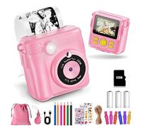 Instant Camera Digital Camera Print 1080P - 16x Digital Zoom 2.4 Inch Screen - 32GB Card - 3 Rolls of Printing Paper - with Storage Bag for Children 3-12 Years