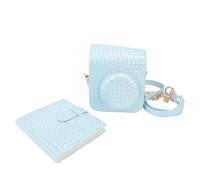 Instant Camera Protective Case Adjustable Shoulder Strap PU Leather Mini 12 Camera Carry Bag for Wedding Traveling Graduation Christmas (Blue)