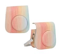 Instant Camera Protective Case for Instax Mini 11, PU Camera Bag with Adjustable Shoulder Strap, Rainbow Stripe (Colorful)