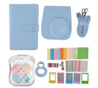 Instant Camera Protective Case for Mini 12 Purple PU Leather with 108 - Sheet Photo Album - Shoulder Strap, Selfie Mirror & Filters for Travel & Gifts (Blue)