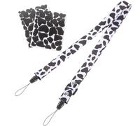 Instant Camera Strap with Decorative Stickers, Adjustable Polyester | 63x2x0.2cm Size, Black Finish, for Daily Carry and Travel Photography, Trendy Design