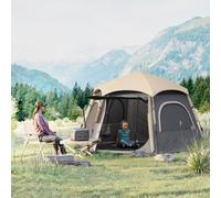 Outsunny Instant Camping Tent, 2/3/4 Person Easy Setup Family Tent with Vestibule, Rainfly, 4 Mesh Windows & 2 Doors, Hexagonal Design, Waterproof UV Protected Dome Tent, Dark Grey