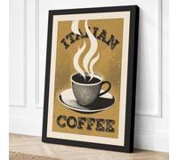 Instant Coffee Vintage Canvas Wall Art Print 24x16 Inch (61 x 41 cm)