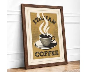 Instant Coffee Vintage Framed Wall Art Print A1 (84.1×59.4cm) Walnut, Wall Decor for Living Room, Bedroom, Office & Home, Ready to Hang, Art Gift
