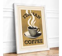 Instant Coffee Vintage Framed Wall Art Print A1 (84.1×59.4cm) White, Wall Decor for Living Room, Bedroom, Office & Home, Ready to Hang, Art Gift