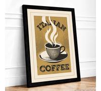 Instant Coffee Vintage Framed Wall Art Print A2 (59.4×42cm) Black, Wall Decor for Living Room, Bedroom, Office & Home, Ready to Hang, Art Gift