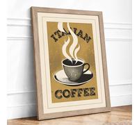 Instant Coffee Vintage Framed Wall Art Print A4 (29.7×21cm) Oak, Wall Decor for Living Room, Bedroom, Office & Home, Ready to Hang, Art Gift