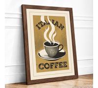 Instant Coffee Vintage Framed Wall Art Print A4 (29.7×21cm) Walnut, Wall Decor for Living Room, Bedroom, Office & Home, Ready to Hang, Art Gift