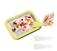 Instant Dessert Plate, Instant Ice Cream Maker Plate, Rolled Ice Cream Tray, Homemade Yogurt Roll Maker Pan with Two Spatulas, Fast Freezing, Fun DIY Treat Station Suitable for Family Gatherings