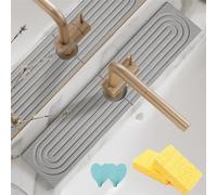 Instant Drying Mat for Kitchen & Bathroom Sink, Diatomite Stone Sink Tray Quick Dry, Splash Guard & Faucet Absorbent Mat (Grey, 40 *10cm)