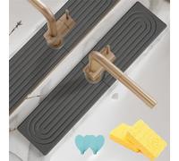 Instant Drying Stone Sink Tray Quick Dry, Kitchen Splash Guard, Faucet Absorbent Mat for Bathroom Counter (Dark Gray, 60 * 10 cm)