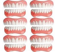 Instant Fake Teeth Temporary Natural Whitening Reusable Upper and Lower Jaw Veneers Silicone Teeth for Men Women Cover Missing Teeth,6pc