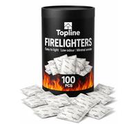 Instant Fire Starter Lighters Multipack - 100 Odourless Firelighters Sachets in Tube Storage Box. Fire Lighters for Wood Burners, Fire Logs, Charcoal BBQ. Waterproof Firelighters for Open Fires
