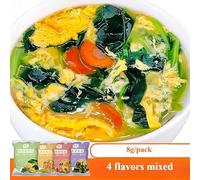 Instant freeze dried vegetable soup, fresh vegetable soup 8g/pack, Seaweed soup, nutritious tomato soup, healthy spinach soup, brewed vegetable soup, substitute breakfast (Mix 4 flavors,40packs)