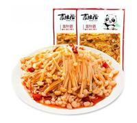 Instant Fresh spicy golden enoki mushroom 60g/pack, Spicy strips latiao,red oil enoki mushroom,pickles,office casual snacks,vegetable,Instant Dishes,vegetarian snacks,Seasoning dishes (6 pack)