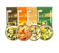 Instant fresh vegetable soup, freeze-dried mushroom soup, brewed spinach seaweed tomato soup, breakfast substitute soup, wild vegetable soup, nutritious soup, side dishes (4 Flavor Mix,20 packs)