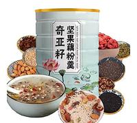 Instant Fruits Breakfast Porridge, Sweet Scented Chia Seed nut Lotus Root Starch Soup 500g / can, Meal Substitute Powder (Chia Seed Nut Lotus Root Starch Soup,2 can)